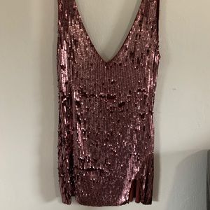 Free People Rose Gold Sequin Dress
